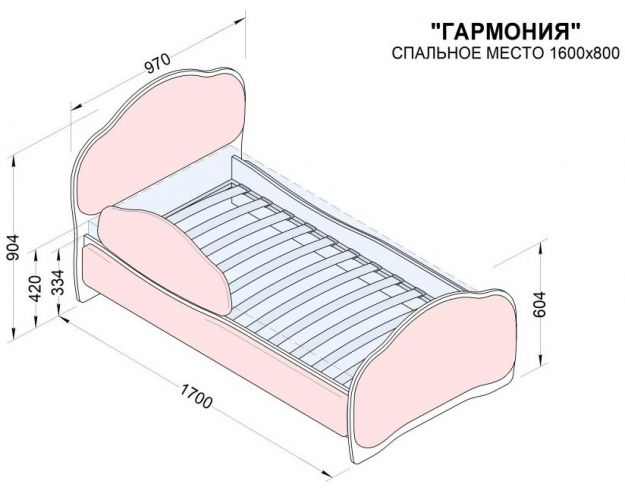 Кровать 160 Гармония 58 Молочный (мягкий бортик)