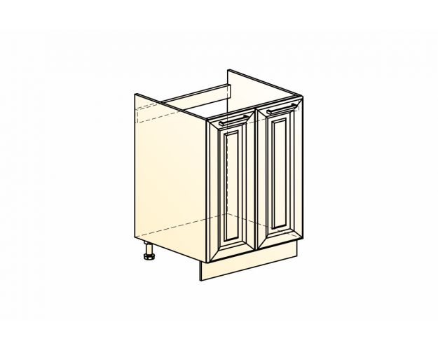 Монако Шкаф рабочий под мойку L600 (2 дв. гл.) (Белый/Охра матовый)